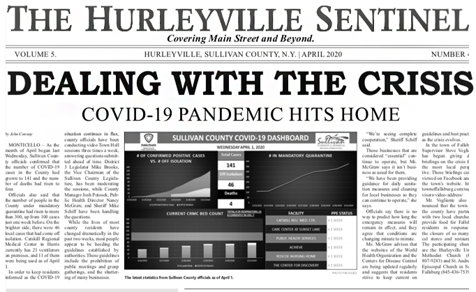 Image: Front Page of the Hurleyville Sentinel, in which Carol Ryan's interview was featured.